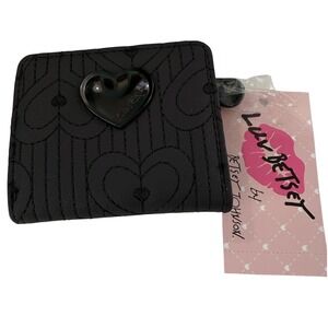 Luv Betsey by Betsey Johnson Black Quilted Heart Pattern Bifold Wallet LBMONEY